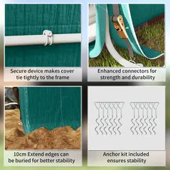 Outsunny 8 x 6.5 ft Outdoor Garden Storage Shed, Waterproof Bike Tent with Double Roll-up Zipper Door for Garden Tools, Green - 6