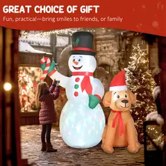 Outsunny 6FT Christmas Inflatables Snowman & Dog with Built-in LED Lights and Flashing Light, Blow Up Christmas Inflatable Decoration for Indoor Outdoor Decor, Garden - 7
