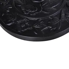 Outsunny 9kg Resin Parasol Base, Half Round Umbrella Stand with Floral Design for Garden, Outdoor, Suitable Umbrella Rod: Φ3.8cm, Φ4.8cm, Black - 9