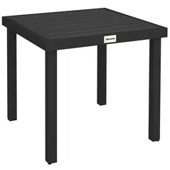 Outsunny 78 cm Garden Dining Table for 4 People, Square Outdoor Coffee End Side Table with Aluminium Legs, Black - 1