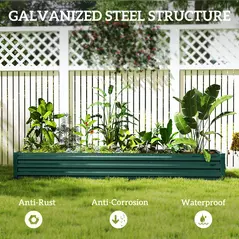 Outsunny 60 x 240cm Galvanised Steel Planter, with Open Bottom - 5