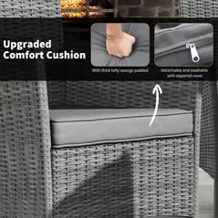 Outsunny 7-Piece Rattan Garden Furniture Set with Cushions, 6 Seater Garden Table and Chairs, Rattan Dining Set with 6 Armchairs, Rectangular Glass Top Table, Charcoal Grey - 7