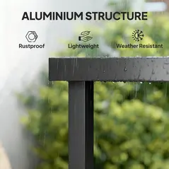 Outsunny Aluminium Outdoor Garden Dining Table for 8 People, Faux Wood Top, for Garden, Patio, 190 x 90 x 74cm, Black - 6