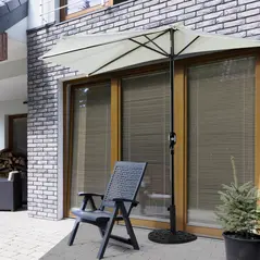 Outsunny 9kg Cement Concrete Half Round Parasol Base Umbrella Stand Garden Outdoor Accessories - Adjustable Coupler Suitable Umbrella Rod: Φ3.5cm, Φ3.8cm, Φ4.8cm - 9