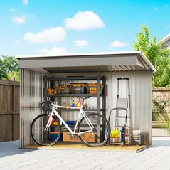 Outsunny 8.5 x 6ft Storage Shed Galvanised Steel Garden Shed, Metal Shed with Foundation Kit, Window, Lockable Wide Doors and Air Vents for Outdoor Patio, Light Grey - 9