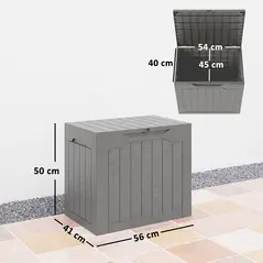 Outsunny 93L Plastic Garden Storage Box, Outdoor Storage Box with Handles, Waterproof Outdoor Storage Container, Khaki - 3