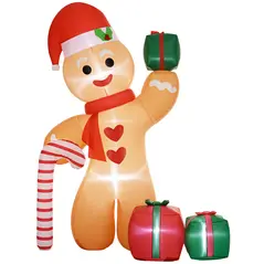 Outsunny 8ft Inflatable Gingerbread Christmas Decoration - 1
