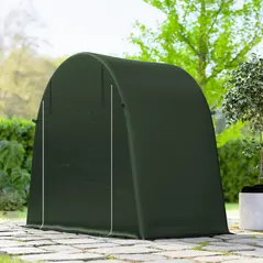 Outsunny 8 x 4 ft Garden Storage Tent, Waterproof Bike Tent with Roll-up Zipper Door and Galvanised Metal Frame, Green - 9