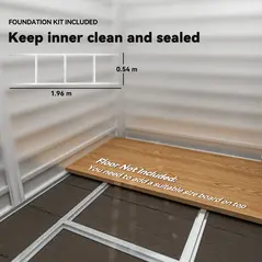 Outsunny 7 x 4ft Garden Shed, Easy to Assemble, Upgraded Galvanised Steel Frame with Foundation Kit, Double Doors with Lock, Outdoor Metal Shed with Vents and Gloves, Garden Storage Shed, Light Grey - 7