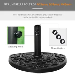 Outsunny 9kg Cement Concrete Half Round Parasol Base Umbrella Stand Garden Outdoor Accessories - Adjustable Coupler Suitable Umbrella Rod: Φ3.5cm, Φ3.8cm, Φ4.8cm - 6
