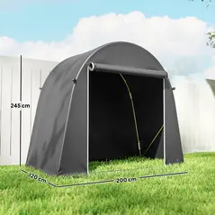 Outsunny 8 x 4 ft Garden Storage Tent, Waterproof Bike Tent with Roll-up Zipper Door and Galvanised Metal Frame, Dark Grey - 3