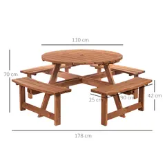 Outsunny 8-Seater Wooden Picnic Set-Fir Wood - 3