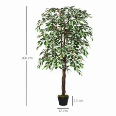 Outsunny Artificial Plant in Pot, Fake Plant for Home Indoor Decor, 160cm, Green - 3