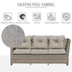 Outsunny 8-Seater Outdoor PE Rattan Sofa Set Conversation Set w/ Fire Pit Table, L-Shape Sofa, Footstool and Furniture Cover - 7