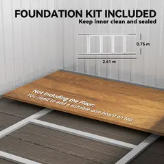 Outsunny 8.5 x 6ft Storage Shed Galvanised Steel Garden Shed, Metal Shed with Foundation Kit, Window, Lockable Wide Doors and Air Vents for Outdoor Patio, Light Grey - 5