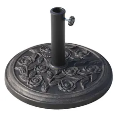 Outsunny 9kg Garden Parasol Base, Round Resin Cast Iron Effect Sun Umbrella Base, Outdoor Umbrella Stand for 38mm or 48mm Outdoor Umbrella Poles, Bronze Tone - 1