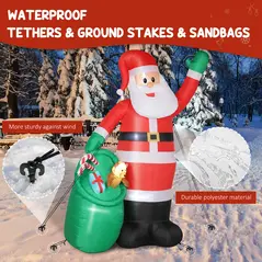 Outsunny 9ft/275 cm Christmas Inflatable Santa with Bear Sack, Giant Christmas Blow Up Decoration with Built-in LED Lights for Garden, Indoor Outdoor Home Decor - 6