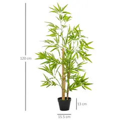 Outsunny Artificial Ficus Tree, with Weighted Plant Pot - Green - 3