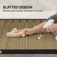 Outsunny Aluminium Outdoor Garden Dining Table for 8 People, Faux Wood Top, for Garden, Patio, 190 x 90 x 74cm, Brown - 5