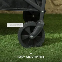 Outsunny 62L Festival Trolley on Wheels, Garden Folding Trolley Cart, 120kg Heavy Duty Collapsible Folding Wagon with Adjustable Handle and Carrying Bag for Beach, Camping, Festival, Black - 7