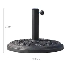 Outsunny 9kg Garden Parasol Base, Round Resin Cast Iron Effect Sun Umbrella Base, Outdoor Umbrella Stand for 38mm or 48mm Outdoor Umbrella Poles, Bronze Tone - 3
