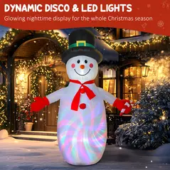 Outsunny 8FT Christmas Inflatable Outdoor Decoration with Dynamic Disco & LED Lights, Self-Inflating Christmas Blow Up Snowman for Garden, Indoor Outdoor Home Decor - 4