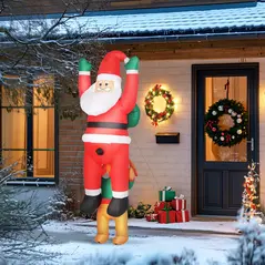 Outsunny 7FT Hanging Christmas Inflatable Santa with Dog, Christmas Blow Up Decoration with Built-in LED Lights for Garden, Indoor Outdoor Home Decor - 7