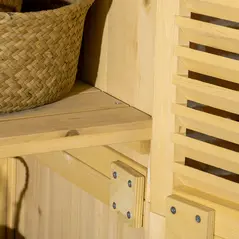 Outsunny 87 x 47 x 160cm Wooden Garden Shed, Sheds & Outdoor Storage with Asphalt Roof and 2 Lockable Doors, Natural - 9