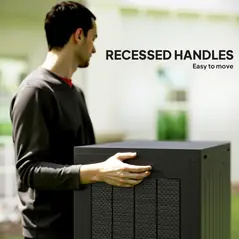 Outsunny 93L Plastic Garden Storage Box, Outdoor Storage Box with Handles, Waterproof Outdoor Storage Container, Black - 5