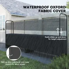 Outsunny 8.5ft Firewood Rack, Heavy Duty Log Storage Holder with Waterproof 600D Oxford Log Cover for Fireplace Fire Pits Outdoor Patio Wood Storage, 300 kg Large Capacity, Black - 5