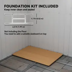 Outsunny 7 x 4ft Galvanised Steel Garden Shed, with Foundation Kit - Dark Grey - 6