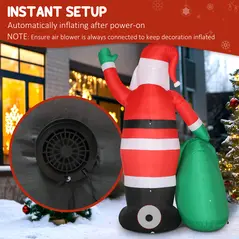 Outsunny 9ft/275 cm Christmas Inflatable Santa with Bear Sack, Giant Christmas Blow Up Decoration with Built-in LED Lights for Garden, Indoor Outdoor Home Decor - 5