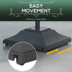 Outsunny 60kg Water/Sand Fillable Parasol Base, with Wheels - Black - 7