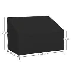 Outsunny 600D Oxford Cloth Furniture Cover, 2 Seater Sofa Protector for Garden Patio, Outdoor, Waterproof, Black, 140L x 84W x 56/94H cm - 3