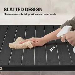 Outsunny Aluminium Outdoor Garden Dining Table for 8 People, Faux Wood Top, for Garden, Patio, 190 x 90 x 74cm, Black - 5