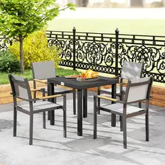 Outsunny 78 cm Garden Dining Table for 4 People, Square Outdoor Coffee End Side Table with Aluminium Legs, Black - 9