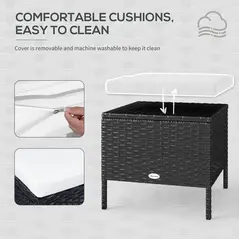 Outsunny 8-Seater Garden Rattan Furniture Rattan Corner Dining Sofa Set Wicker Conservatory Furniture Lawn Patio Coffee Table Foot Stool w/Cushion-Black - 4