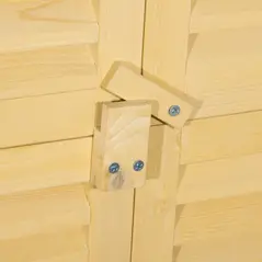 Outsunny 87 x 47 x 160cm Wooden Garden Shed, Sheds & Outdoor Storage with Asphalt Roof and 2 Lockable Doors, Natural - 8