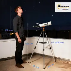 Outsunny Astronomy Telescope for Adults and Beginners with 80 mm Aperture, Carry Bag, White - 3