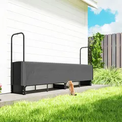 Outsunny 8.5ft Firewood Rack, Heavy Duty Log Storage Holder with Waterproof 600D Oxford Log Cover for Fireplace Fire Pits Outdoor Patio Wood Storage, 300 kg Large Capacity, Black - 7