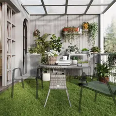 Outsunny 70 cm Wood-Effect Rattan Garden Table - Grey - 7