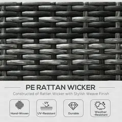 Outsunny 8 Pieces PE Rattan Corner Sofa Set, Outdoor Garden Furniture Set, Patio Wicker Sofa Seater w/ Cushion, Washable Cushion Cover & Tempered Glass Table, Grey - 4