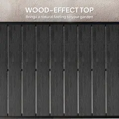 Outsunny Aluminium Outdoor Garden Dining Table for 8 People, Faux Wood Top, for Garden, Patio, 190 x 90 x 74cm, Black - 4