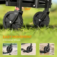 Outsunny 62L Festival Trolley on Wheels, Garden Folding Trolley Cart, 120kg Heavy Duty Collapsible Folding Wagon with Adjustable Handle and Carrying Bag for Beach, Camping, Festival, Grey - 7