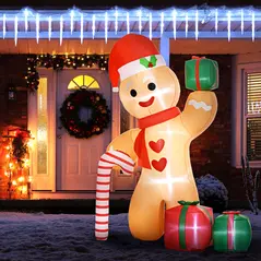 Outsunny 8ft Inflatable Gingerbread Christmas Decoration - 2