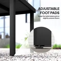 Outsunny 78 cm Garden Dining Table for 4 People, Square Outdoor Coffee End Side Table with Aluminium Legs, Black - 7