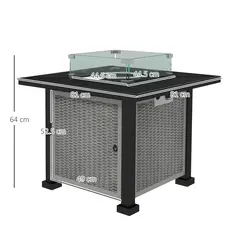 Outsunny 81 x 81cm 50,000 BTU Gas Fire Pit Table - Grey - 3