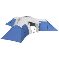 Outsunny 6-9 Man Tent with Bedrooms and Living Room, Accessories Included, Blue - 1