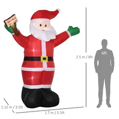 Outsunny 8ft Inflatable Christmas Santa Claus Holds Light Sign of Blessings, Blow-Up Outdoor LED Yard Display for Lawn Garden Party - 3