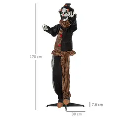 Outsunny 67 Inch Life Size Outdoor Halloween Decorations Talking Circus Clown, Animated Prop Animatronic Decor with Light Up Eyes, Laughter - 3